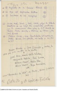 Página manuscrita de Bolaño