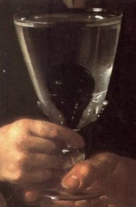 Detalle de la copa en El aguador de Sevilla, de Velazquez