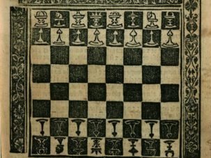 Folio con diagrama de ajedrez del tratado de Lucena. Fuente: Wikipedia