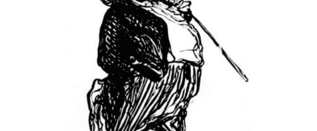 Caricatura de Daumier de Balzac con un bastón