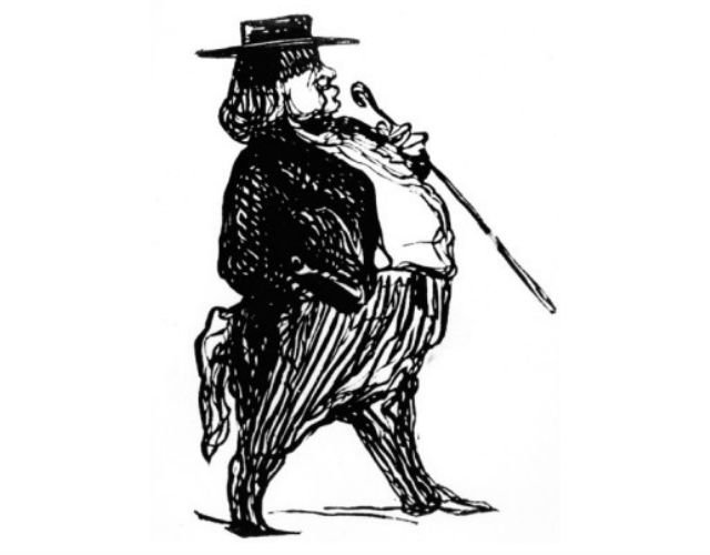 Caricatura de Daumier de Balzac con un bastón