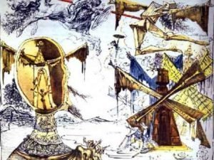 Ilustración de Don Quijote. Acuarela y tinta china sobre papel (1945)