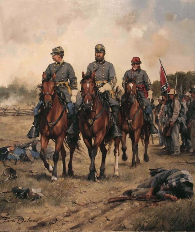 El general Jackson en la 1º batalla de Bull Run, con sable HC 1840 de caballería. Cuadro de Augusto Ferrer-Dalmau