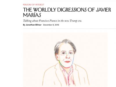 The worldly digressions of Javier Marías, en The New Yorker