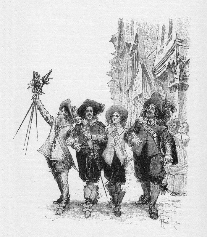 Los tres mosqueteros. Ilustración de la edición de Appleton.