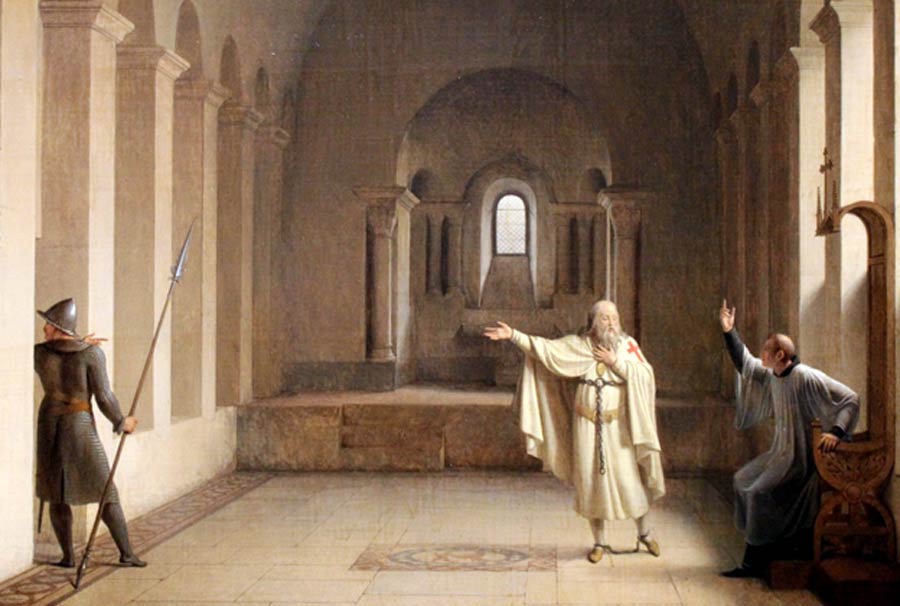 Jacques de Molay, el gran maestre templario, muere en la hoguera