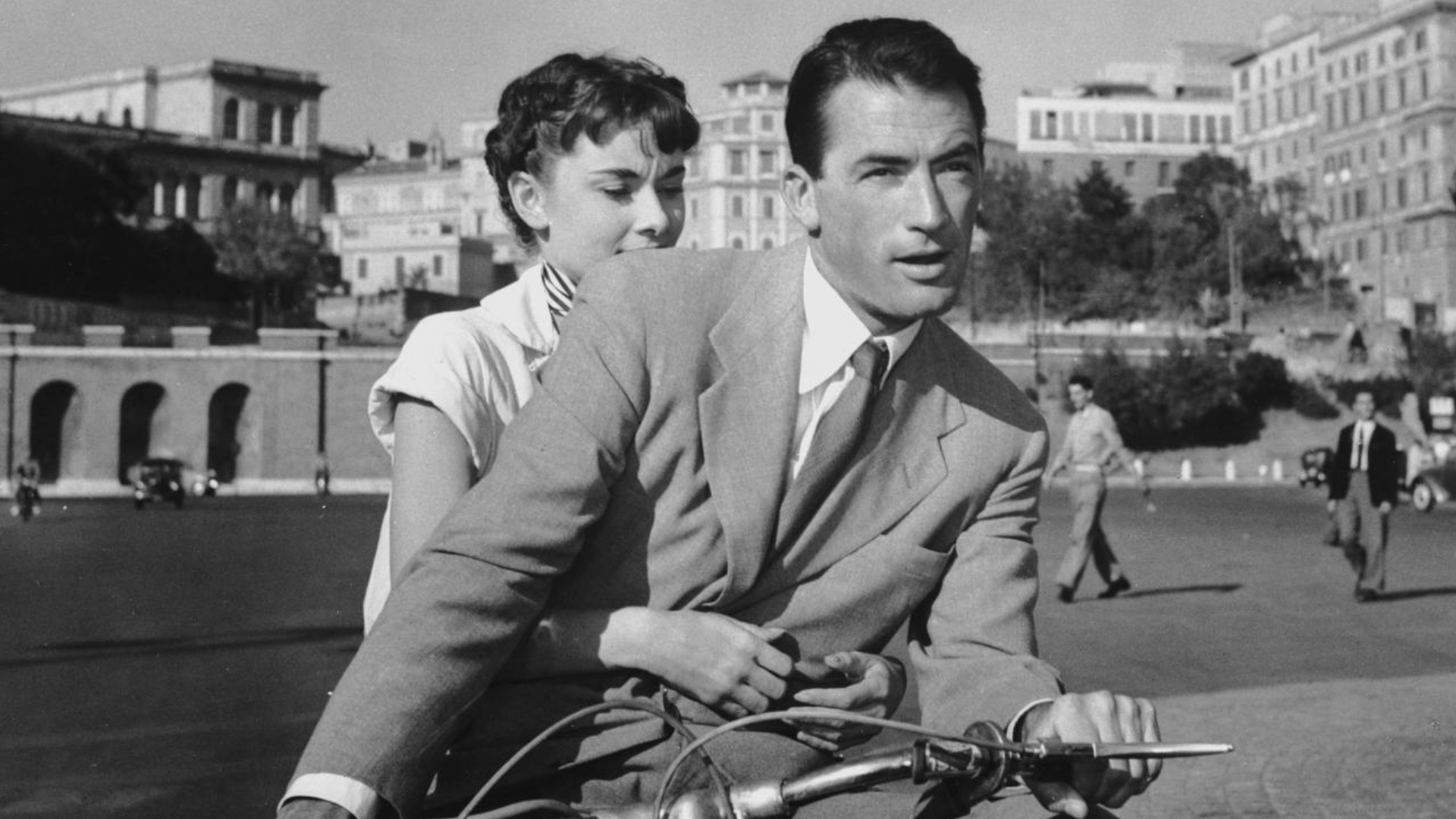 Audrey Hepburn y Gregory Peck en Vacaciones en Roma