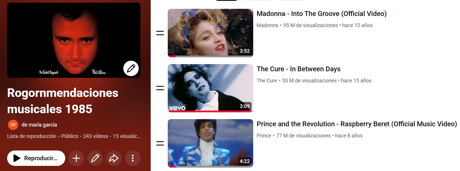 La música en inglés de 1985