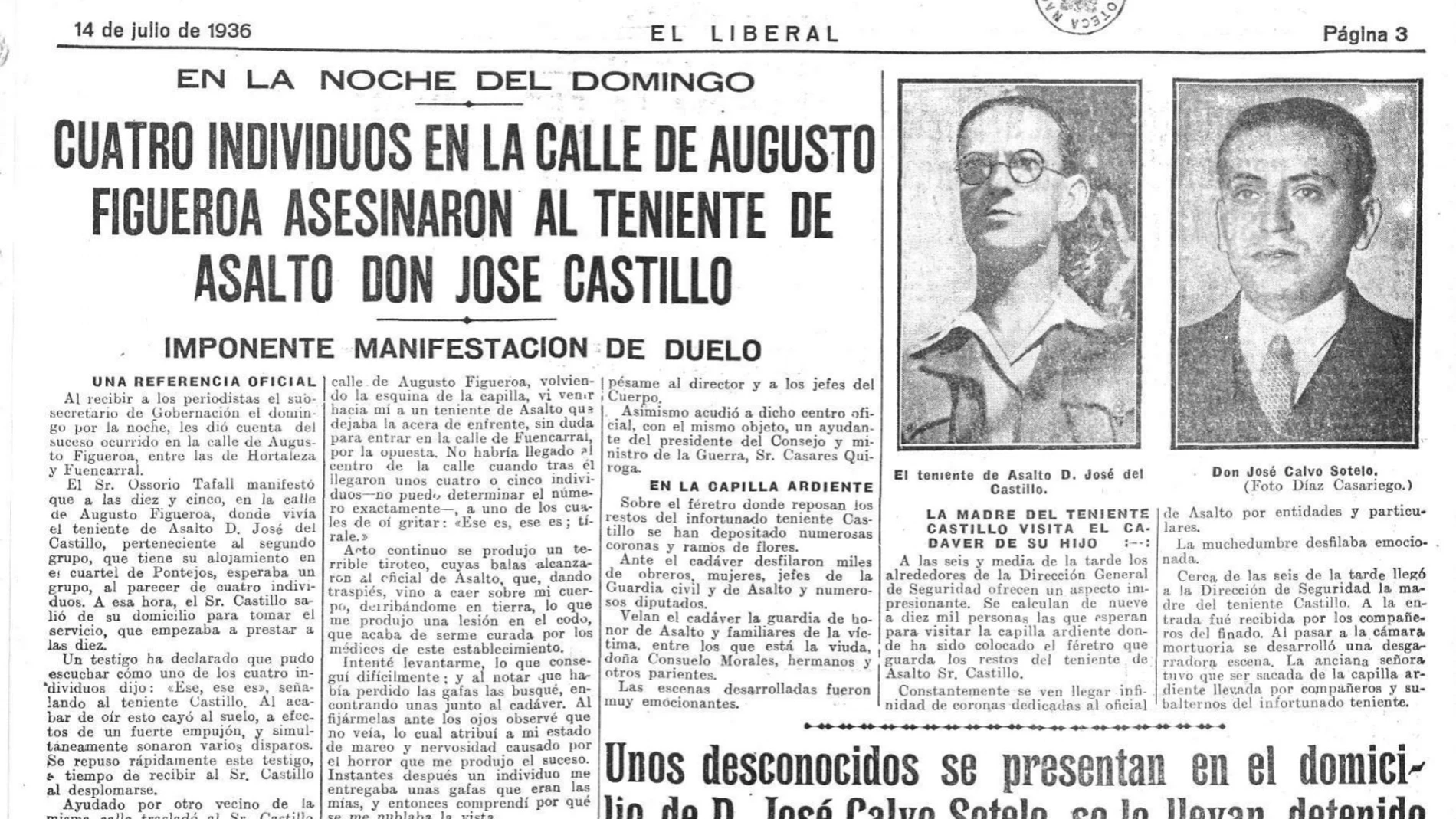 12 de julio de 1936: Asesinato del teniente Castillo