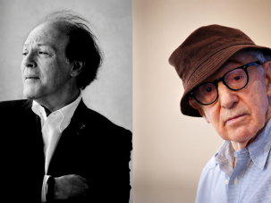 Javier Marías y Woody Allen hablando en París